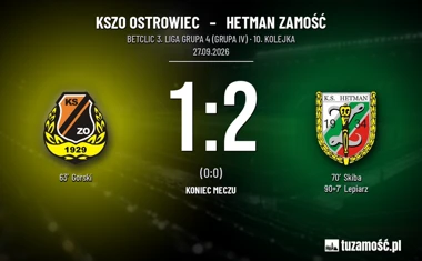 [PIŁKA NOŻNA] KSZO Ostrowiec – Hetman Zamość 1:2. Gol w 90. minucie w Betclic 3. Liga Grupa 4 (Grupa IV)