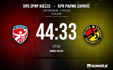 [PIŁKA RĘCZNA] Liga Centralna: SMS ZPRP Kielce – KPR Padwa Zamość 44:33. Jedna bramka straty urosła do jedenastu
