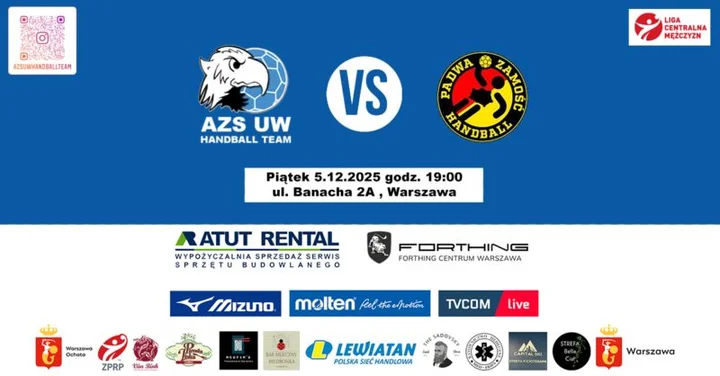 Grafika promocyjna wydarzenia AZS UW Warszawa — KPR Padwa Zamość | Liga Centralna mężczyzn