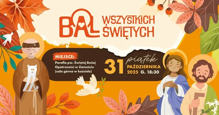 Grafika promocyjna wydarzenia Bal Wszystkich Świętych 2025 w Zamościu