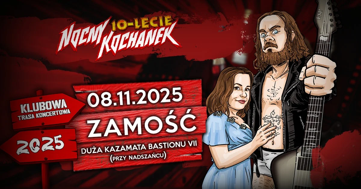 Grafika promocyjna wydarzenia Koncert jubileuszowy zespołu Nocny Kochanek w Zamościu