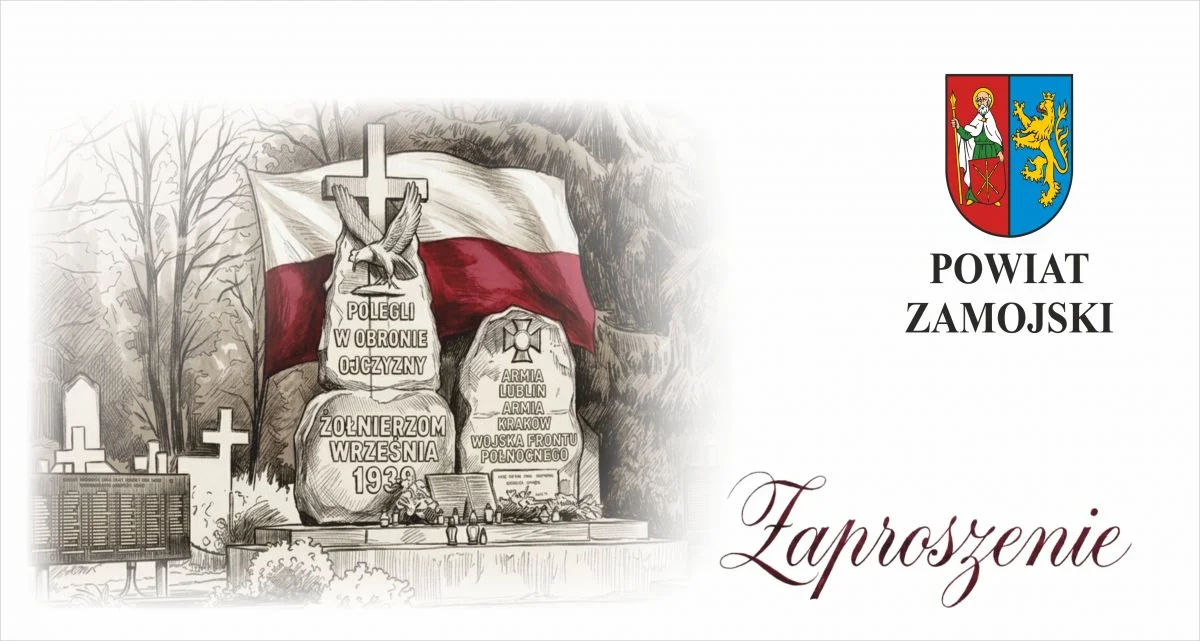Grafika promocyjna wydarzenia Obchody 87. rocznicy wybuchu II wojny światowej i Powiatowa Inauguracja Roku Szkolnego 2026/2027 w Krasnobrodzie