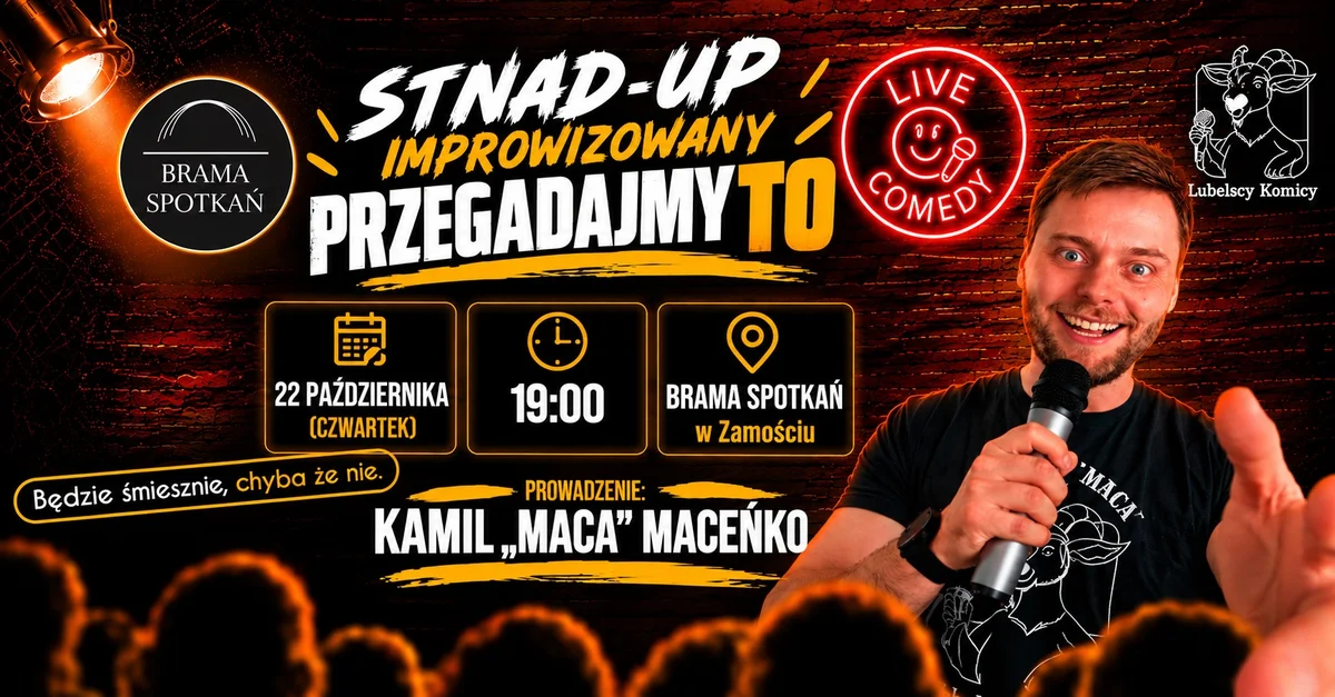 Grafika promocyjna wydarzenia Stand-up Improwizowany: Przegadajmy To w Zamościu