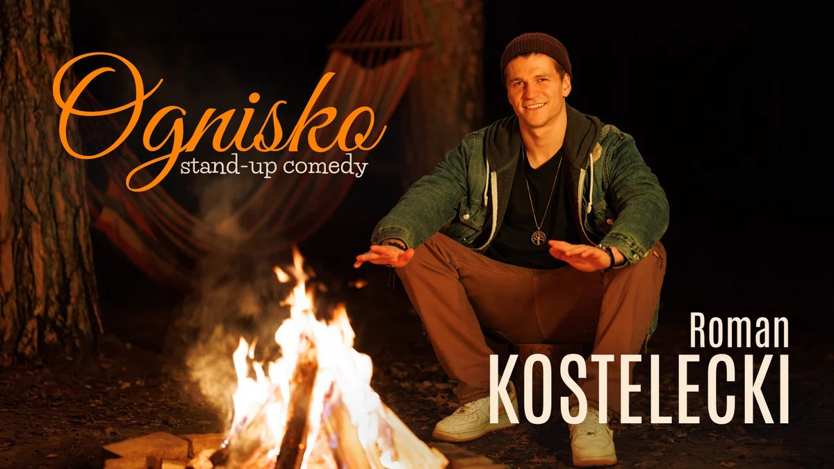 Grafika promocyjna wydarzenia Stand-up: Roman Kostelecki – „Ognisko” w Zamościu