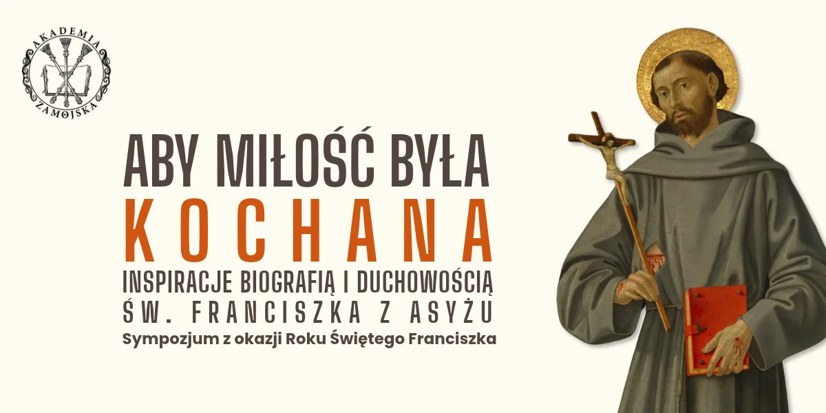 Grafika promocyjna wydarzenia Sympozjum o św. Franciszku w Zamościu