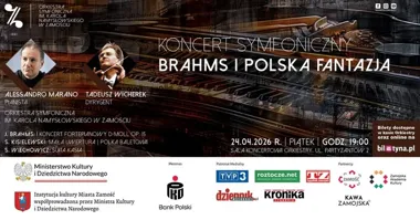 Grafika promocyjna wydarzenia Brahms i polska fantazja — koncert symfoniczny w Zamościu