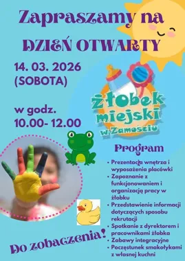 Grafika promocyjna wydarzenia DZIEŃ OTWARTY — prezentacja placówki i informacje o rekrutacji