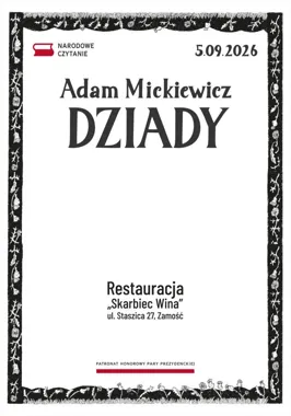 Grafika promocyjna wydarzenia Narodowe Czytanie 2026 w Zamościu