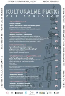 Grafika promocyjna wydarzenia Październikowe Kulturalne Piątki dla Seniorów