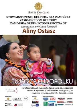 Grafika promocyjna wydarzenia „Twarze Eurofolku” – wystawa Aliny Ostasz