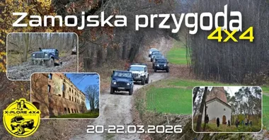 Grafika promocyjna wydarzenia Zamojska przygoda 4x4 – rodzinny weekend off-roadowy wokół Zamościa