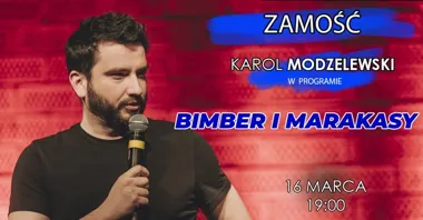 Grafika promocyjna wydarzenia Karol Modzelewski — „Bimber i marakasy” w Zamościu