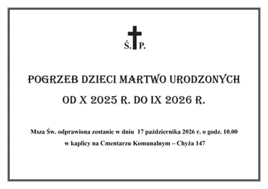 Grafika promocyjna wydarzenia Zbiorowy pochówek dzieci martwo urodzonych i poronionych
