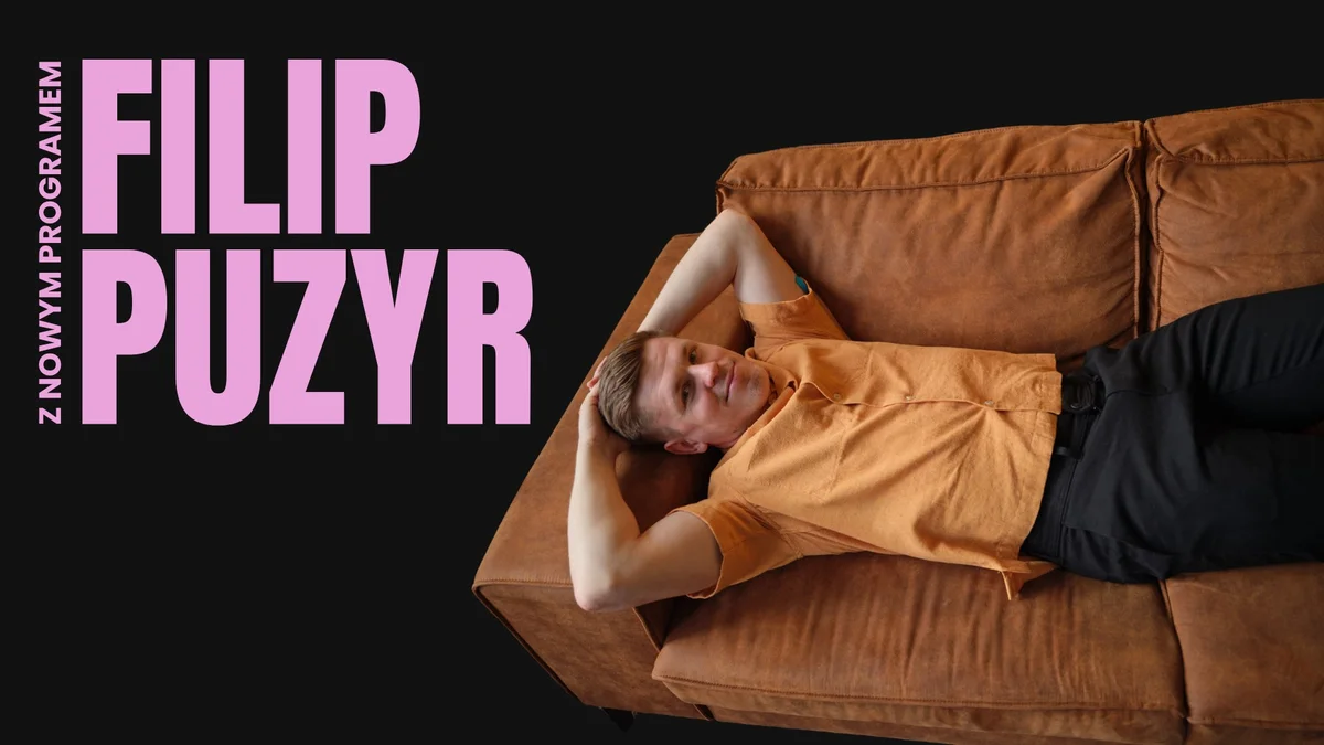 Grafika promocyjna wydarzenia Wieczór stand-up z Filipem Puzyrem w Zamościu