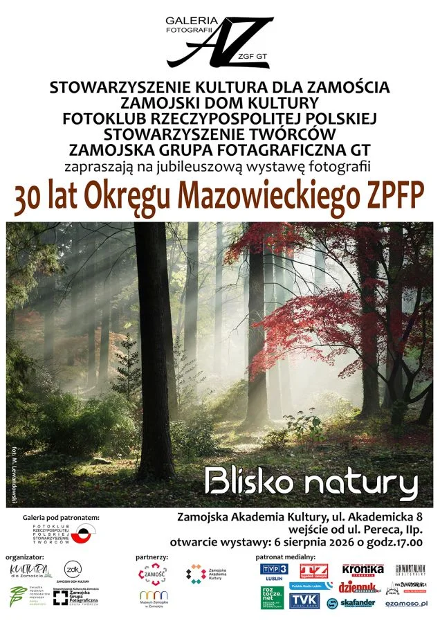 Grafika promocyjna wydarzenia Wystawa jubileuszowa Okręgu Mazowieckiego ZPFP – „Blisko natury”