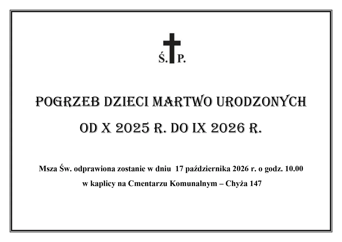 Grafika promocyjna wydarzenia Zbiorowy pochówek dzieci martwo urodzonych i poronionych