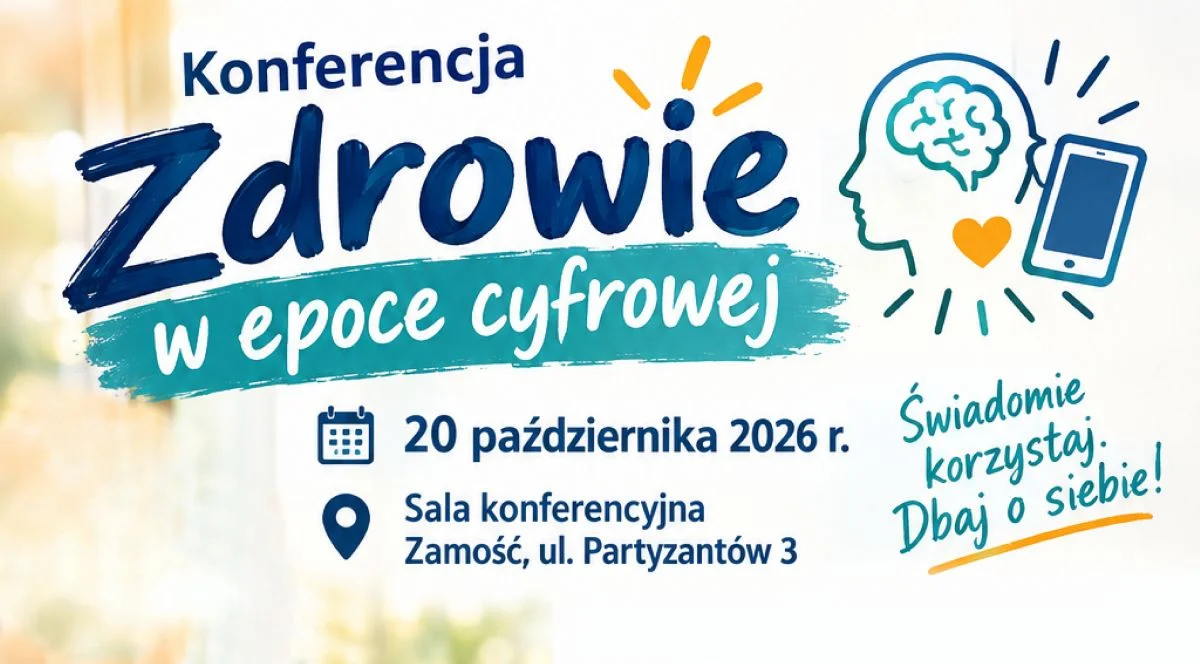 Grafika promocyjna wydarzenia Zdrowie w epoce cyfrowej – konferencja