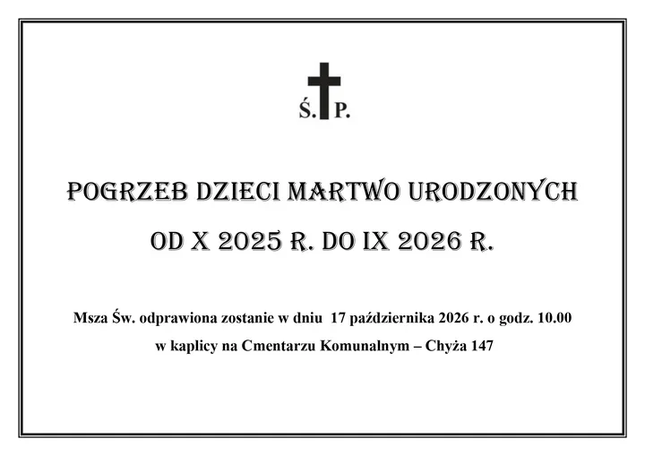 W Zamościu odbędzie się zbiorowy pochówek dzieci martwo urodzonych