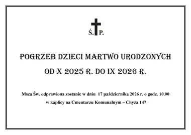 W Zamościu odbędzie się zbiorowy pochówek dzieci martwo urodzonych