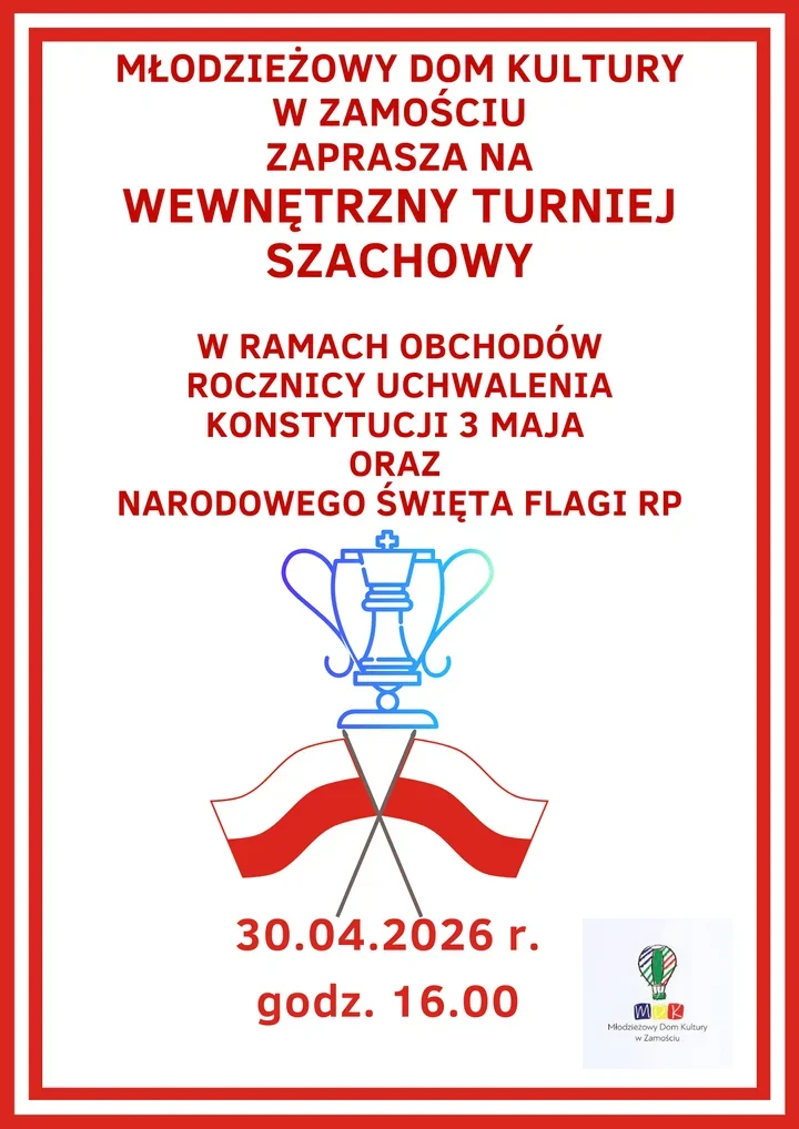 Szachownice, flaga i 3 Maja - w MDK Zamość szykuje się szybki pojedynek