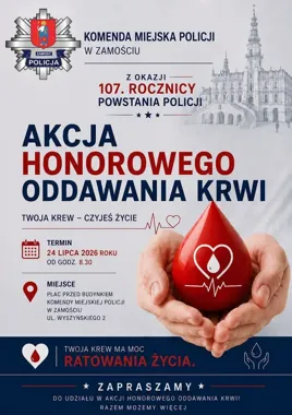 Krew zamiast kwiatów - policja w Zamościu stawia na gest, który ratuje życie
