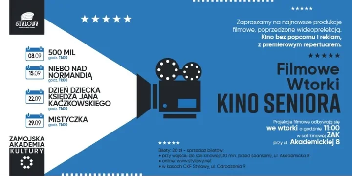 Wrześniowe seanse bez reklam. Kino Seniora wraca do Zamościa