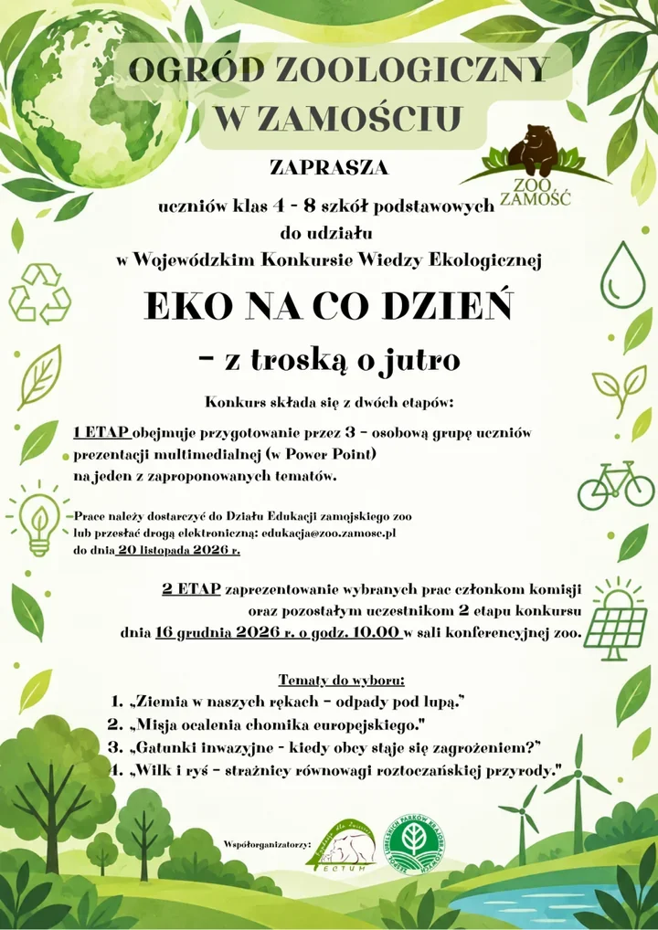 Pięć prezentacji trafi do finału konkursu ekologicznego w zamojskim zoo